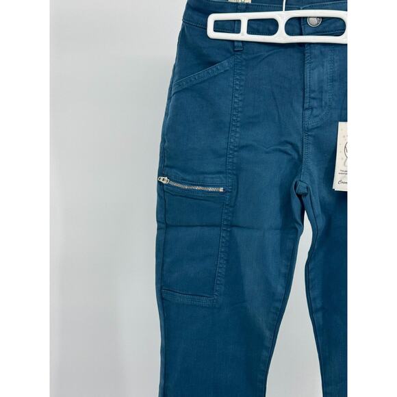 Cosmic Blue Love Womens High Rise Curvy Cargo Pants Skinny Leg Size 26P Blue - Picture 2 of 5